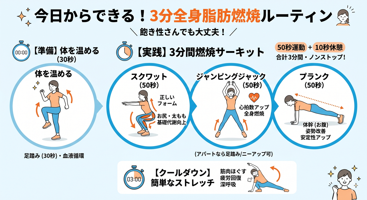 自宅で簡単にできる全身運動のイラスト