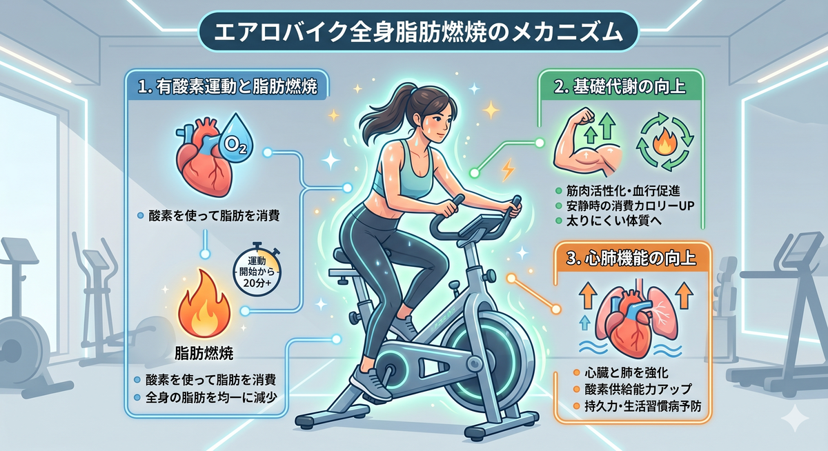 有酸素運動と脂肪燃焼の図解