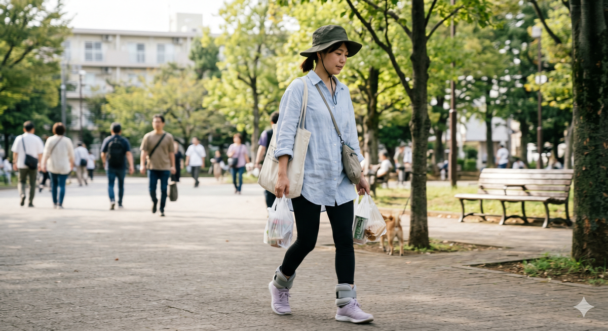 日常でアンクルウェイトを活用する女性