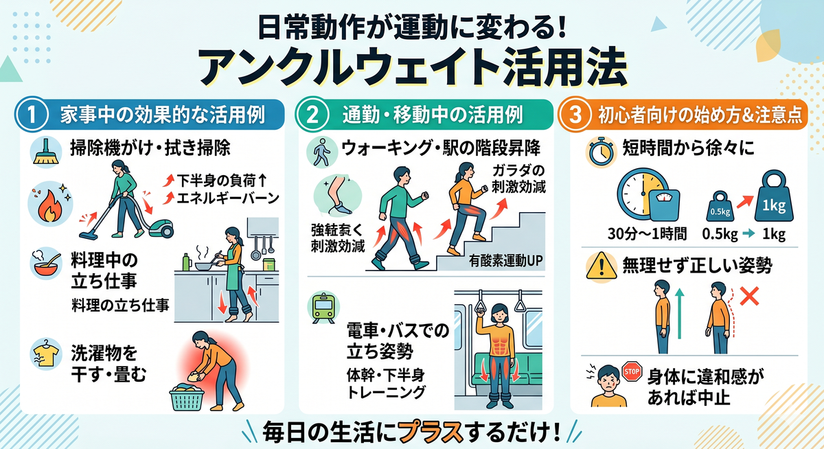 アンクルウェイトの装着イメージ
