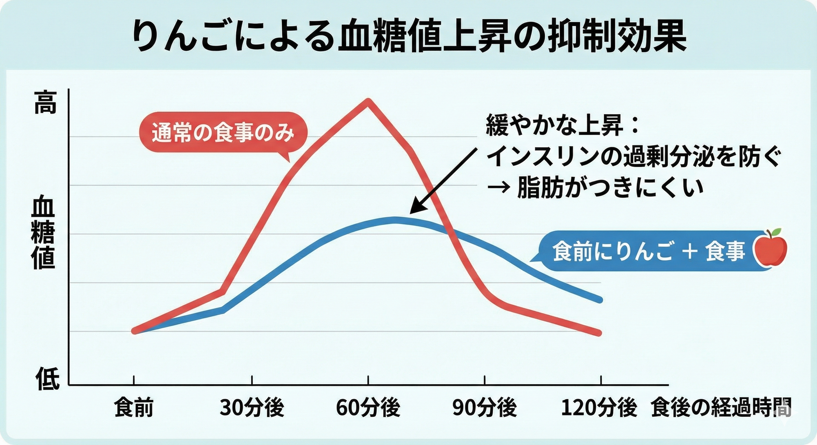 りんごダイエット血糖値への影響図解