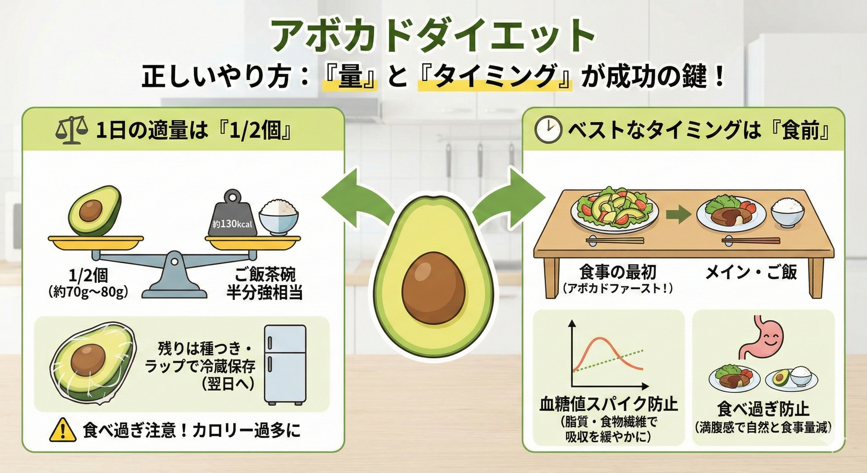 1日1/2個のアボカドと食事のタイミング