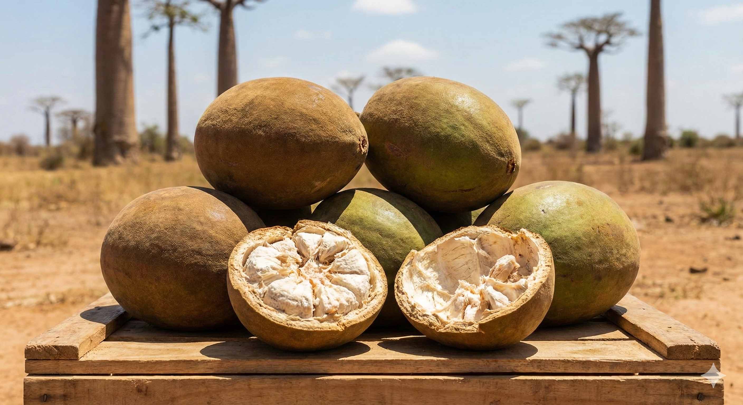 バオバブフルーツの果実とパウダー