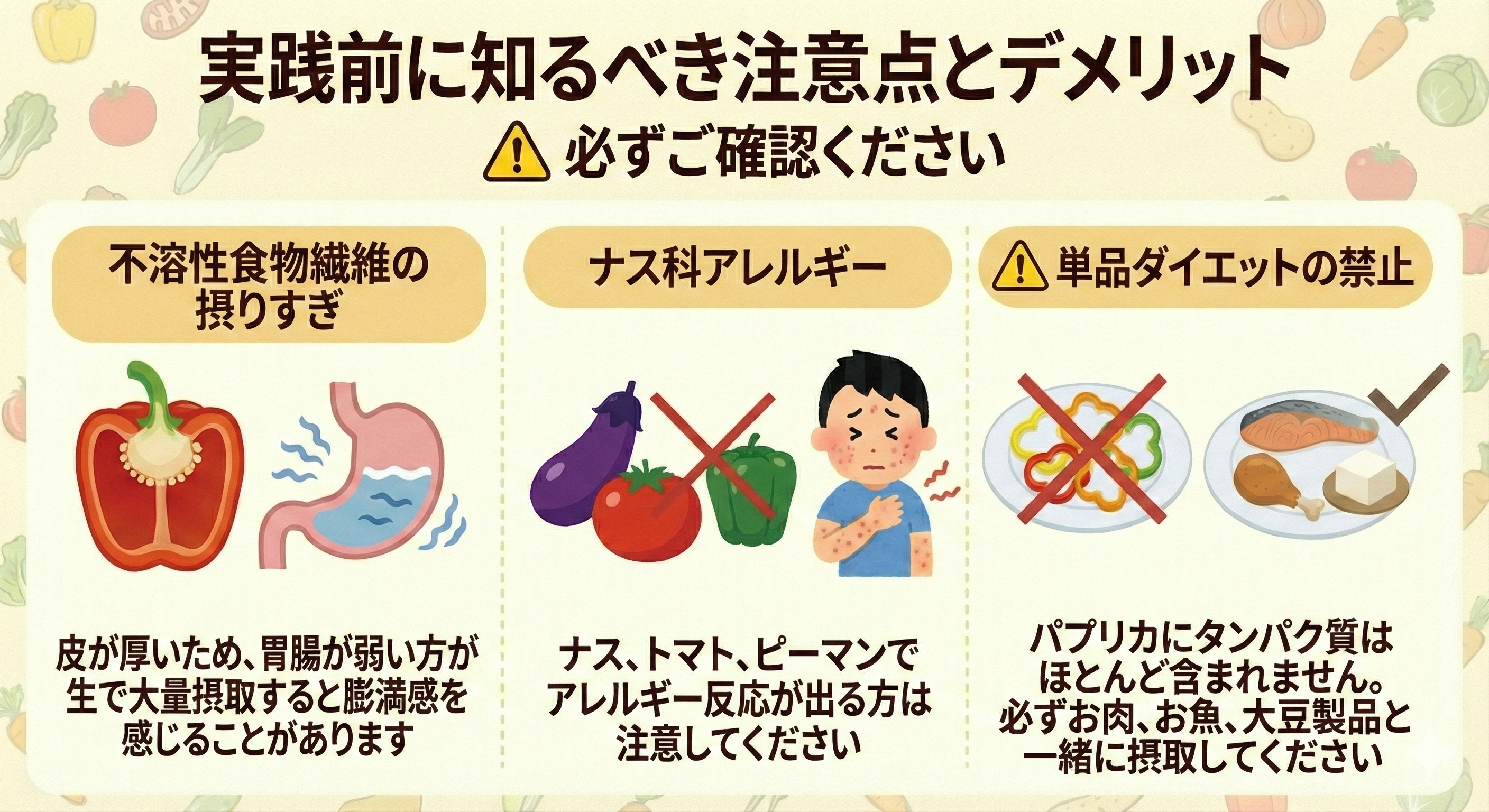 パプリカダイエットの注意点図解