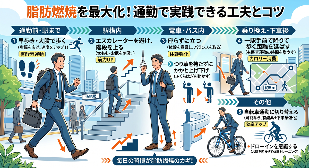 水分補給をしながら自転車通勤を続けるイメージ