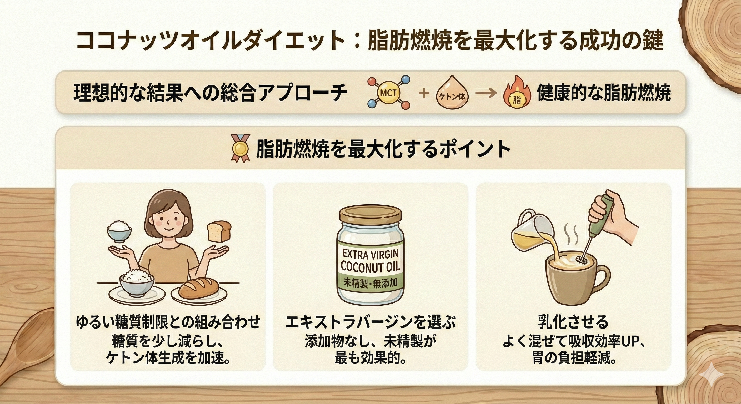 ココナッツオイルダイエットの成功のコツ図解