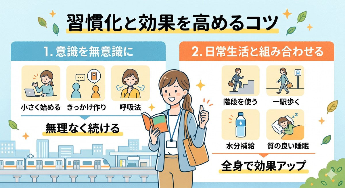 習慣化を助けるスマートウォッチを着用した腕