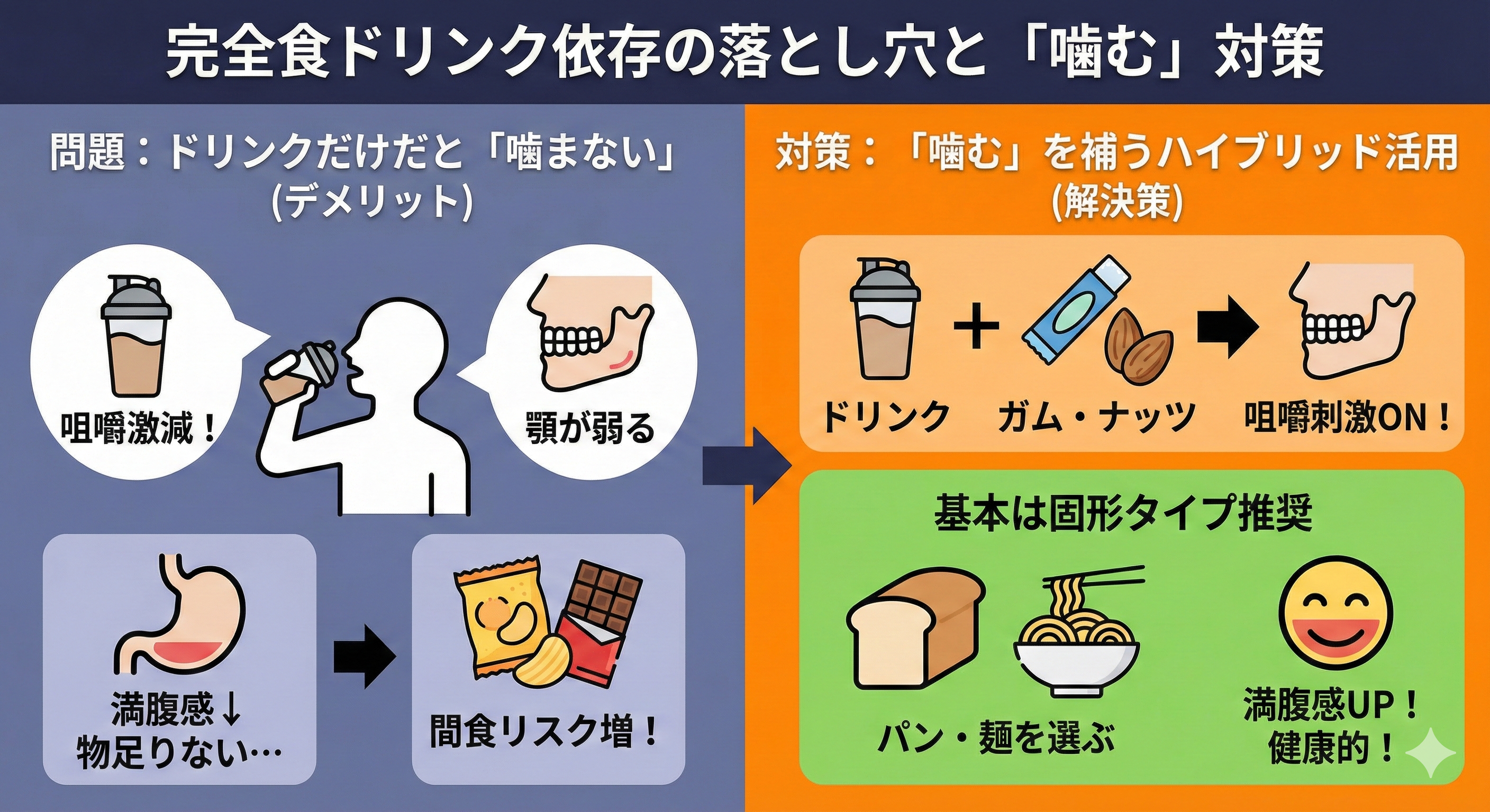 ドリンクタイプと固形タイプの比較