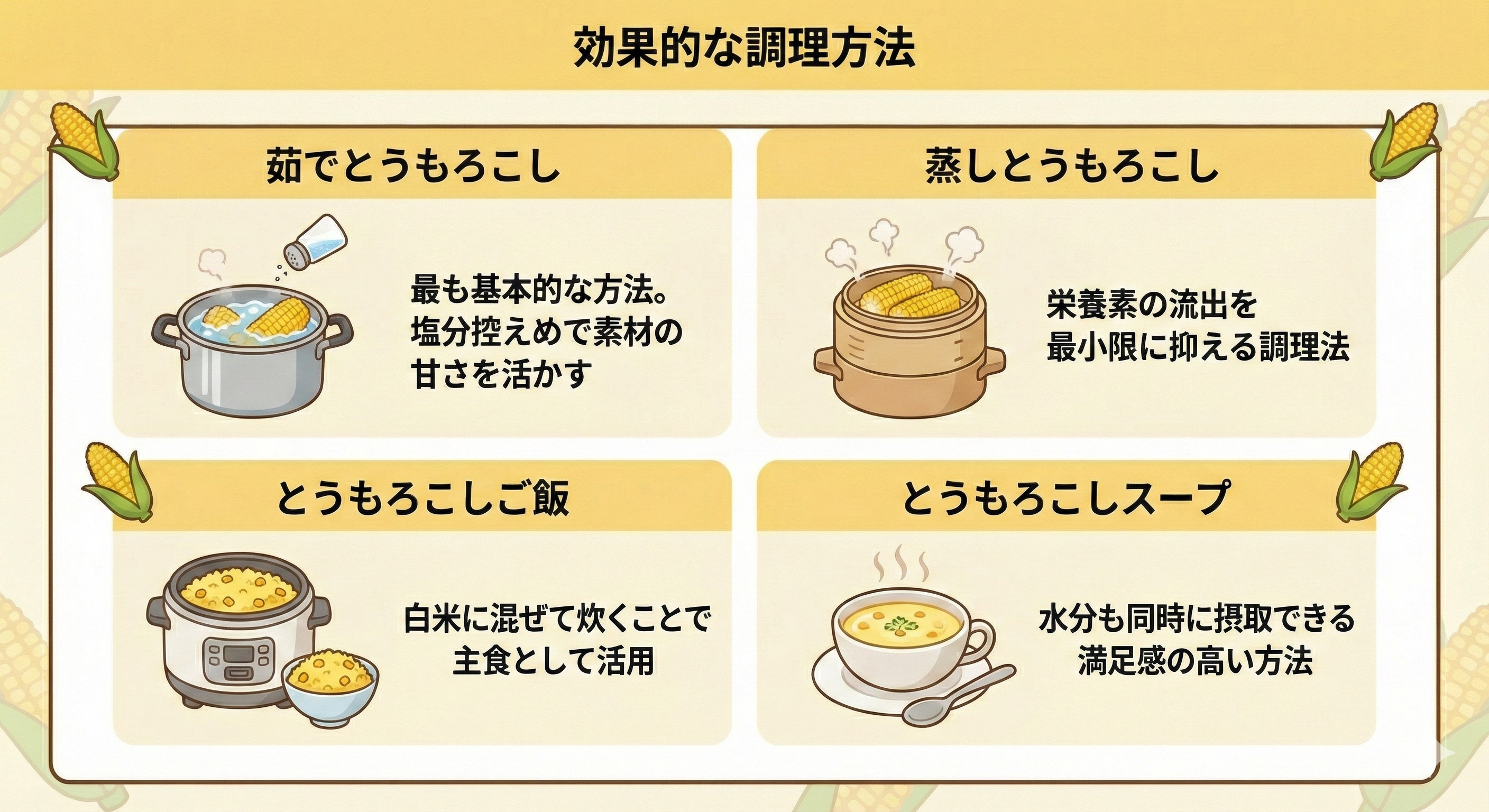 とうもろこしダイエットの効果的な調理方法