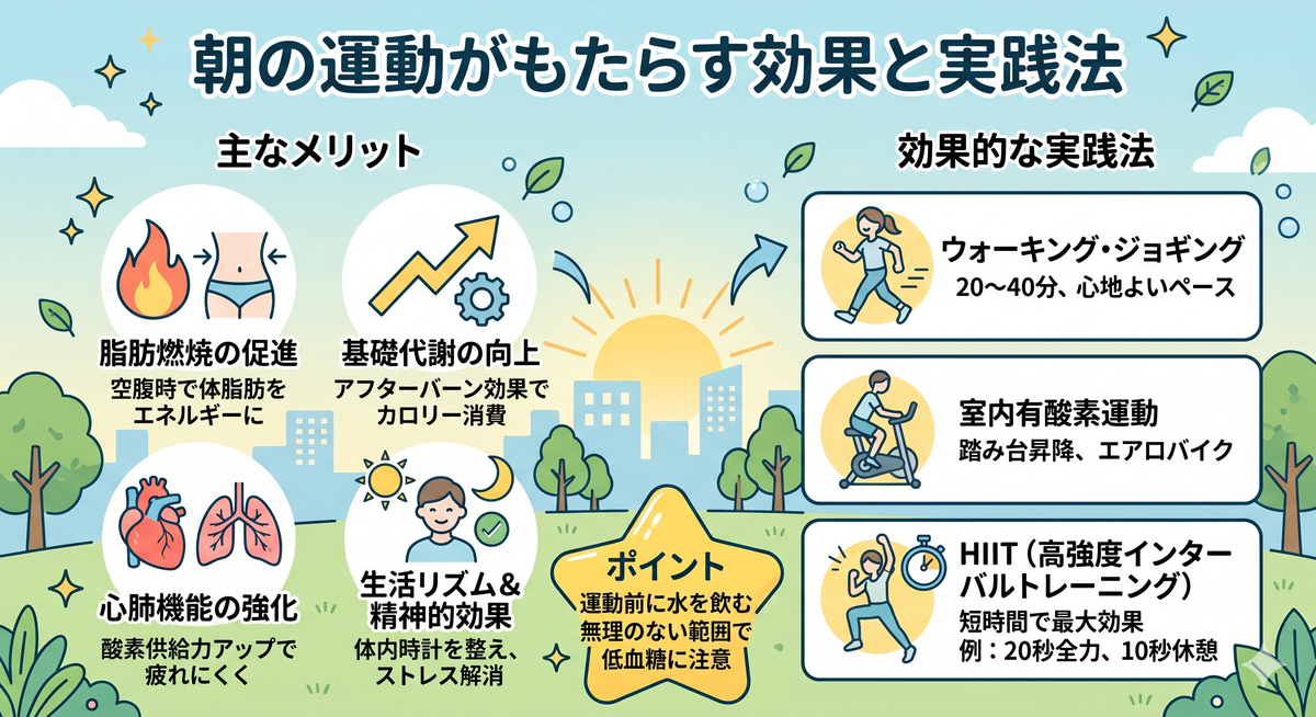 朝の爽やかな日差しの中でジョギングする女性