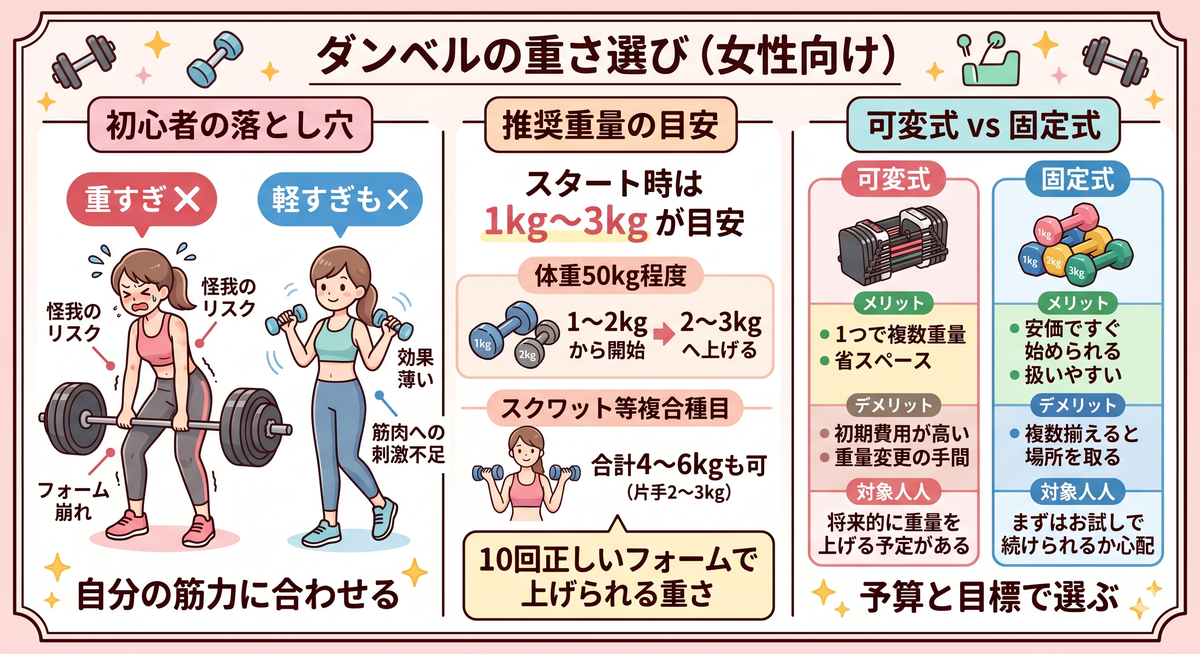 ダンベルの重さ選び