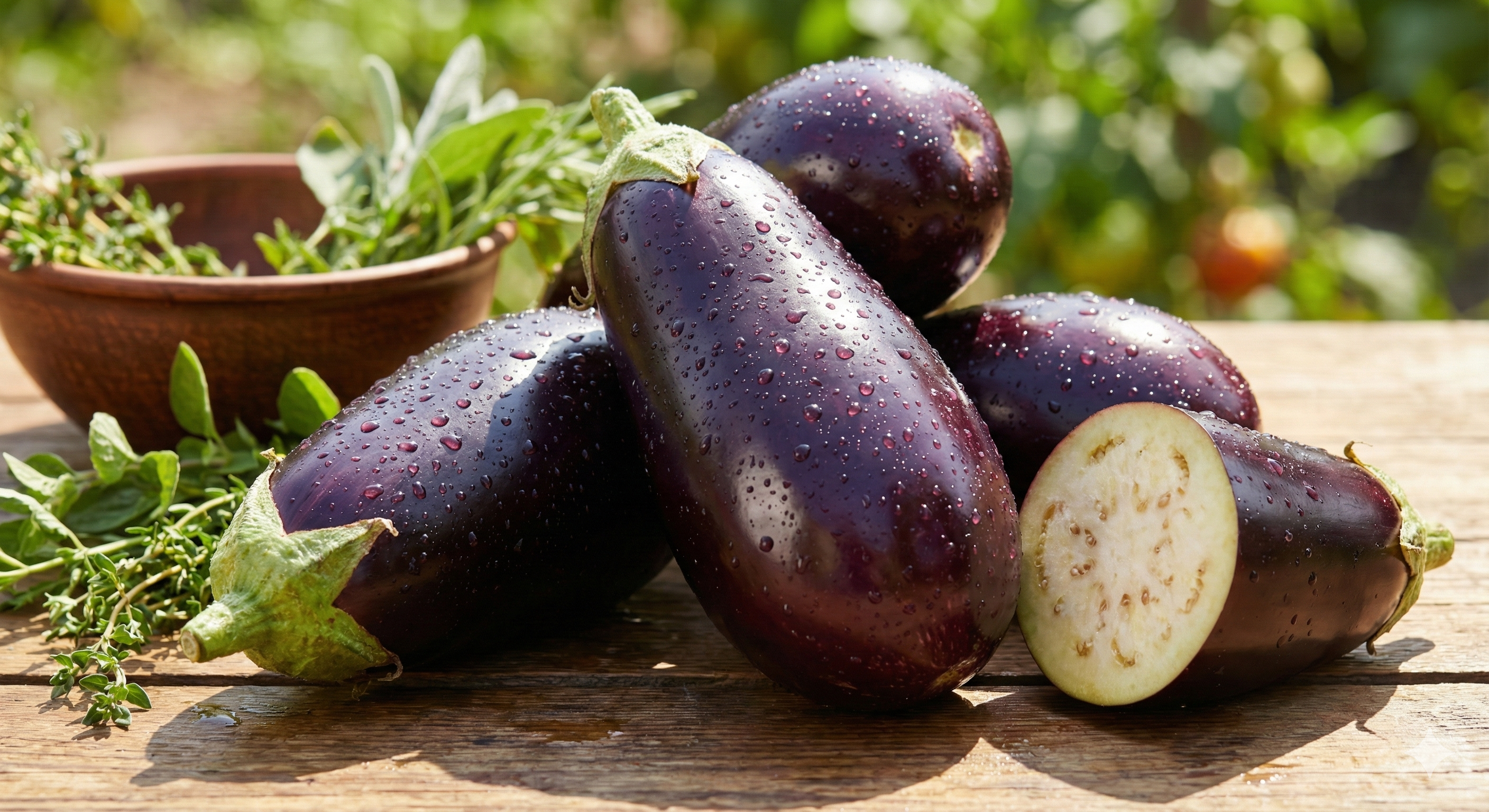 新鮮なナスの写真