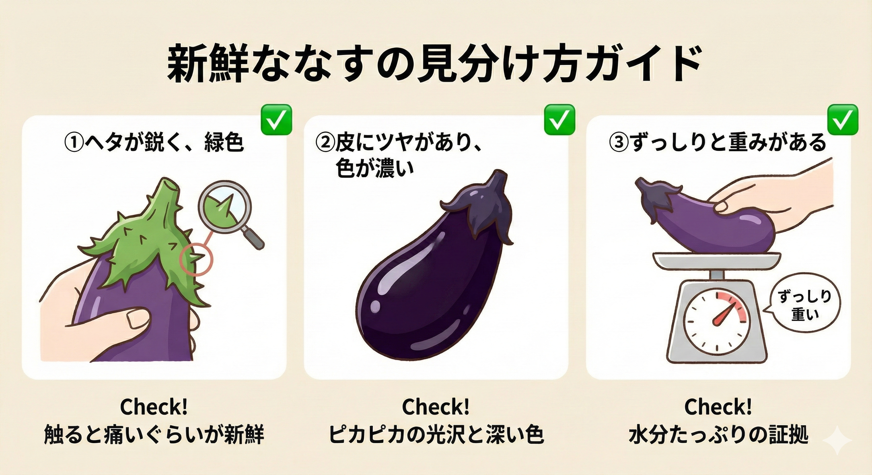 新鮮なナスの見分け方