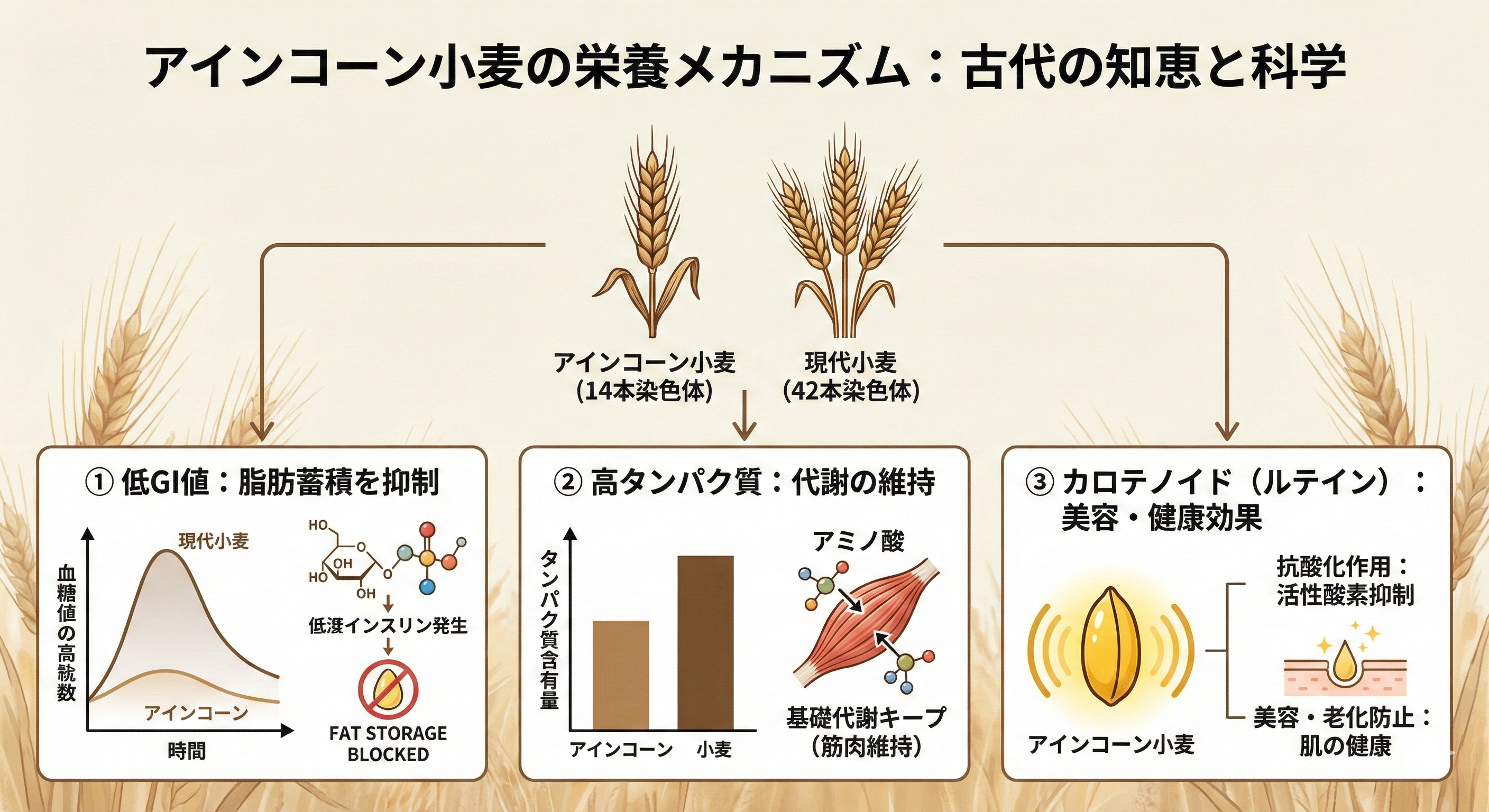 アインコーン小麦の栄養メカニズム