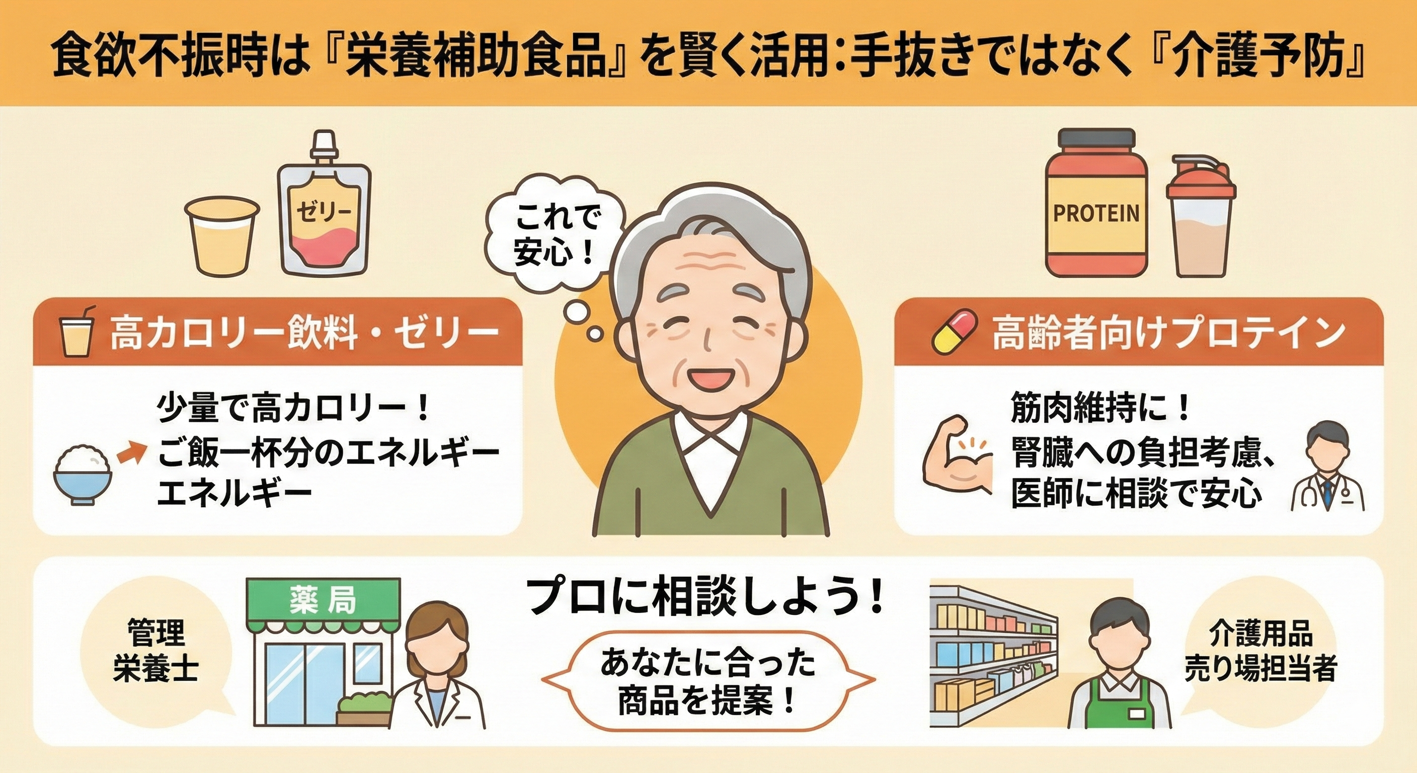 食事で難しい場合の補助的な選択肢