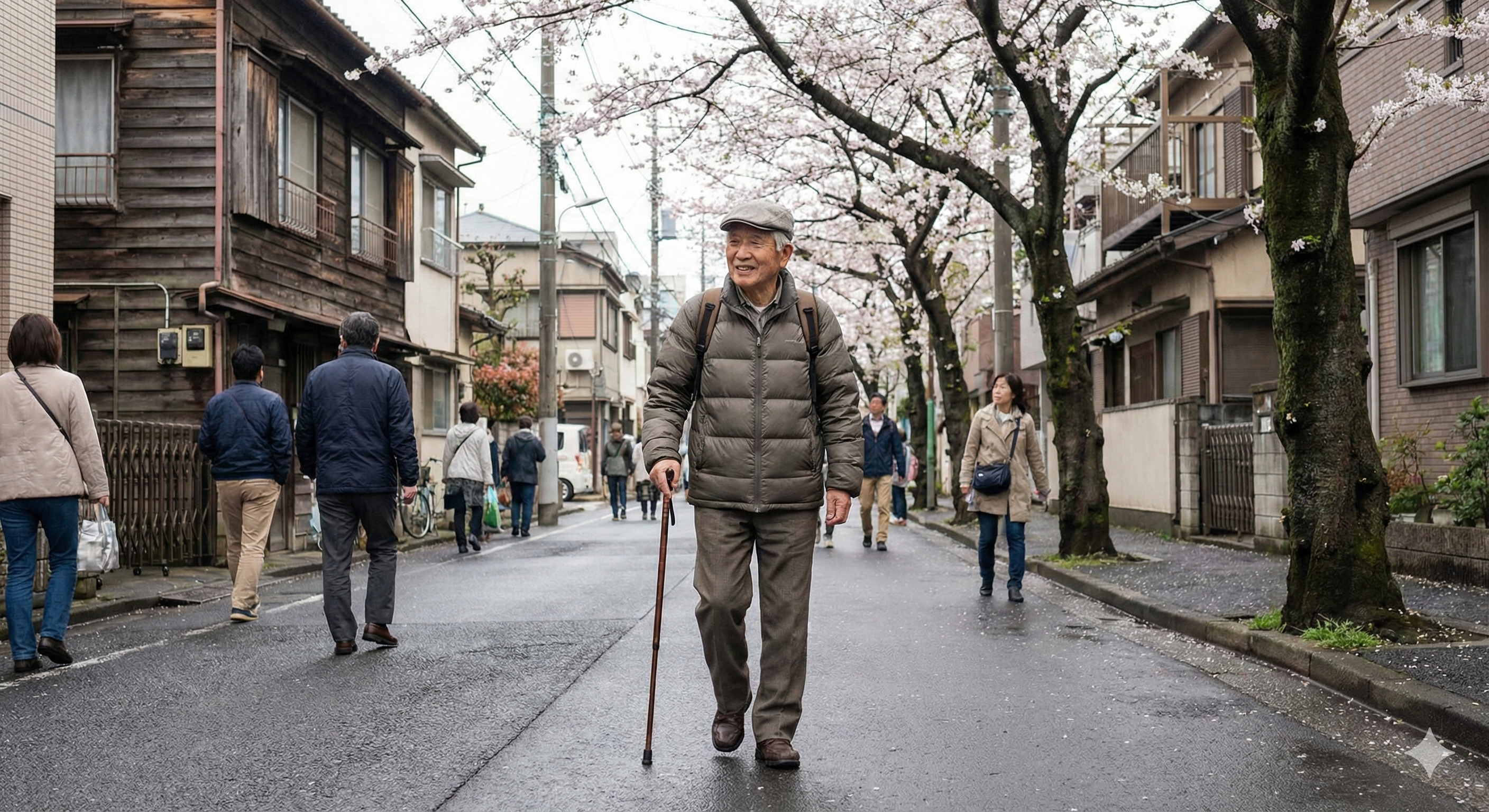 散歩をする元気な高齢者のイメージ