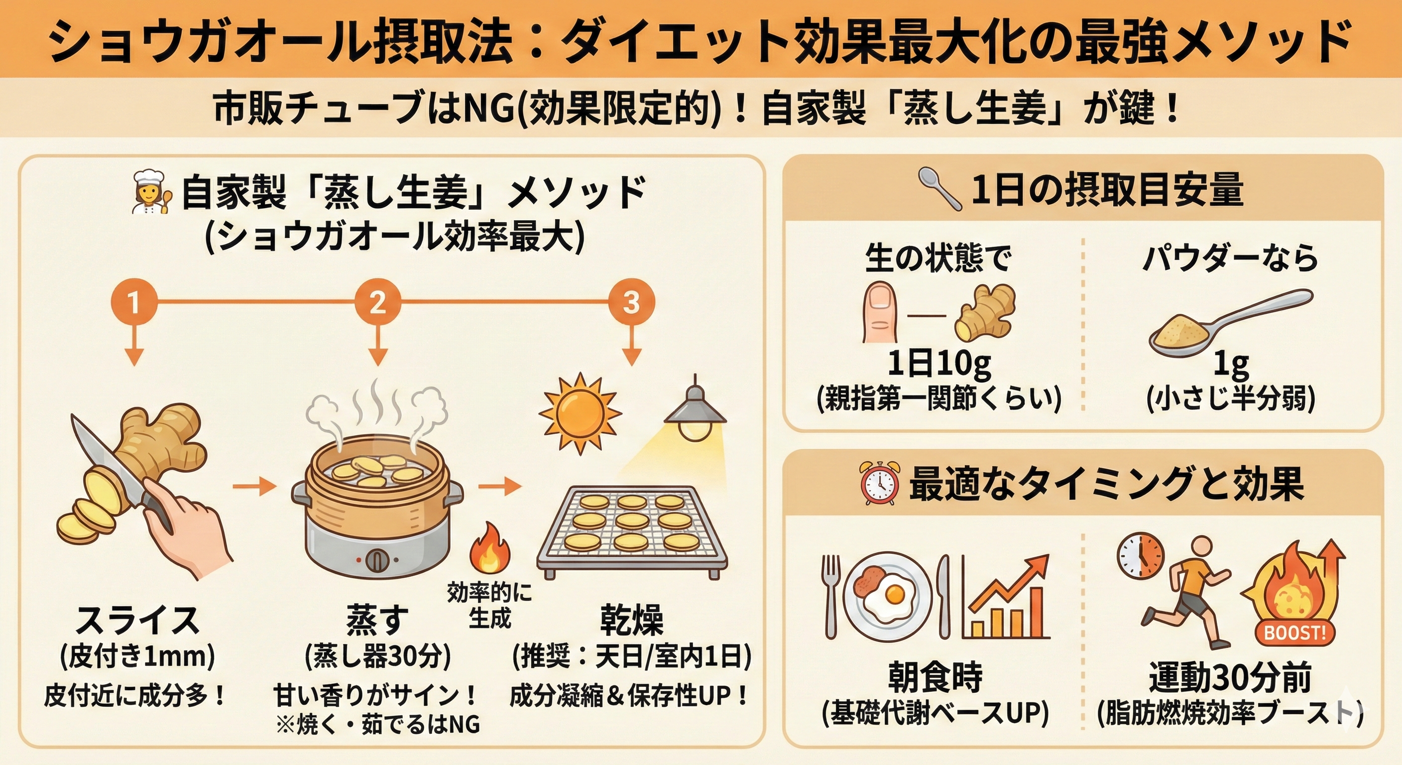 蒸し生姜の調理プロセス