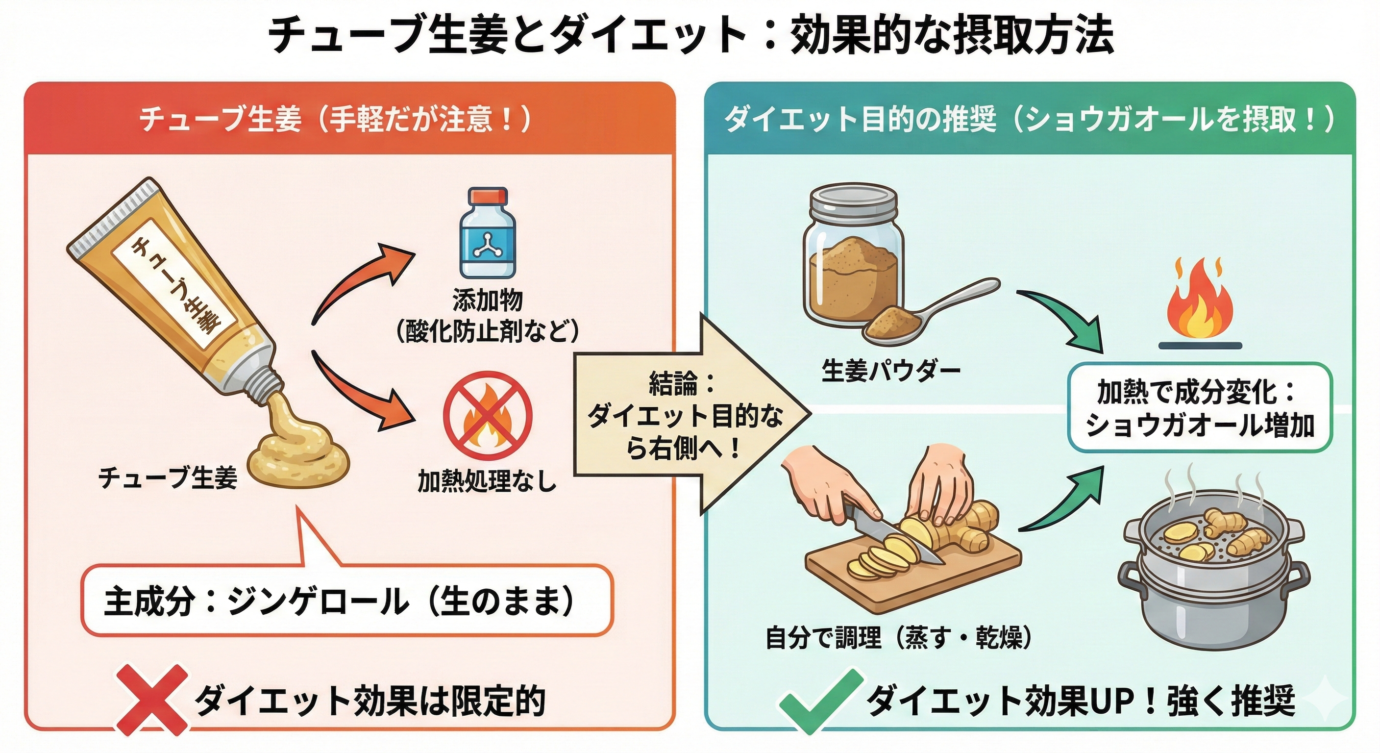 チューブ生姜がおすすめでない理由図解