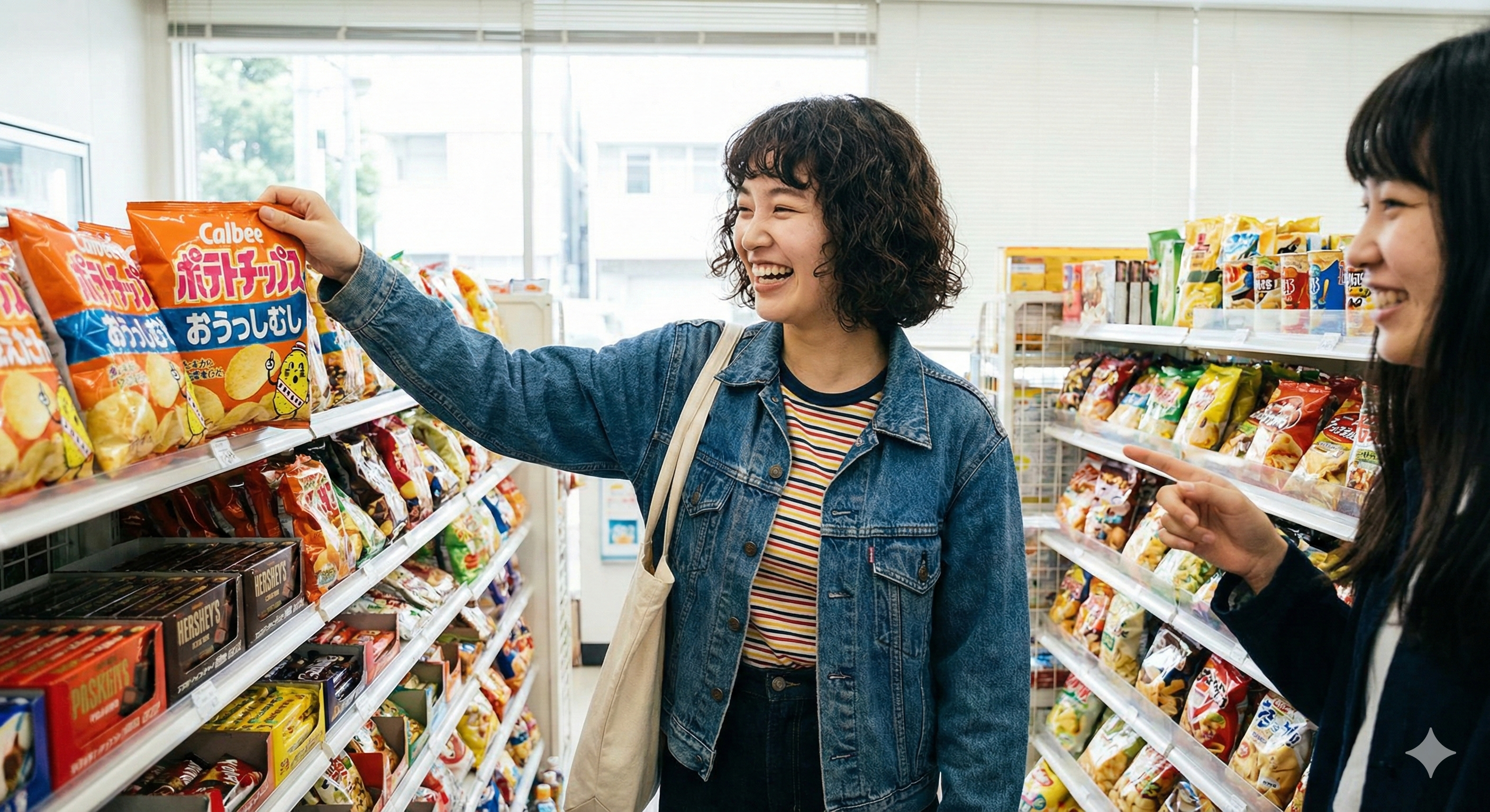 健康的なおやつを選ぶ楽しそうな様子