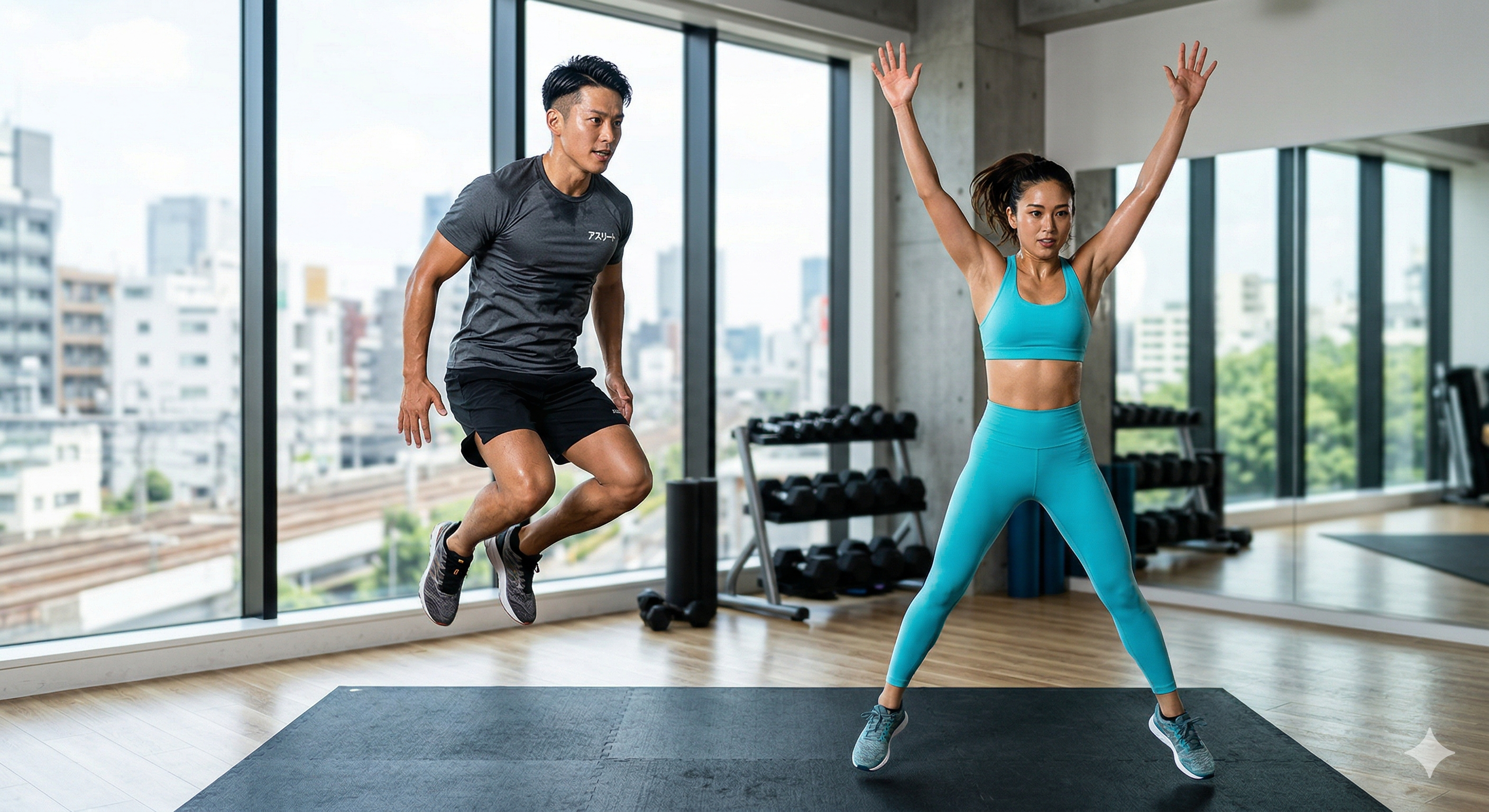 HIITトレーニング中の男女