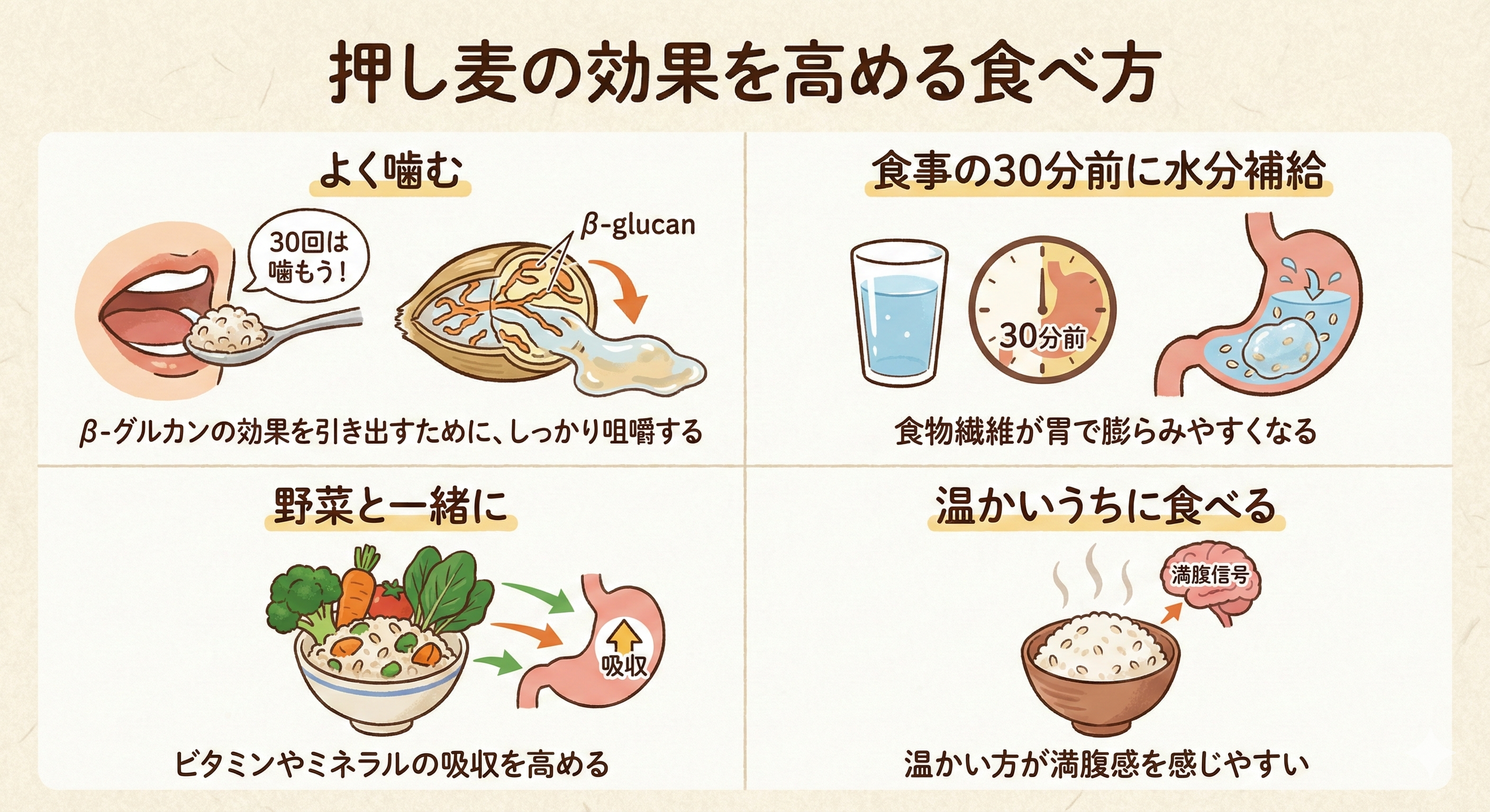 押し麦ダイエット効果を高める食べ方図解