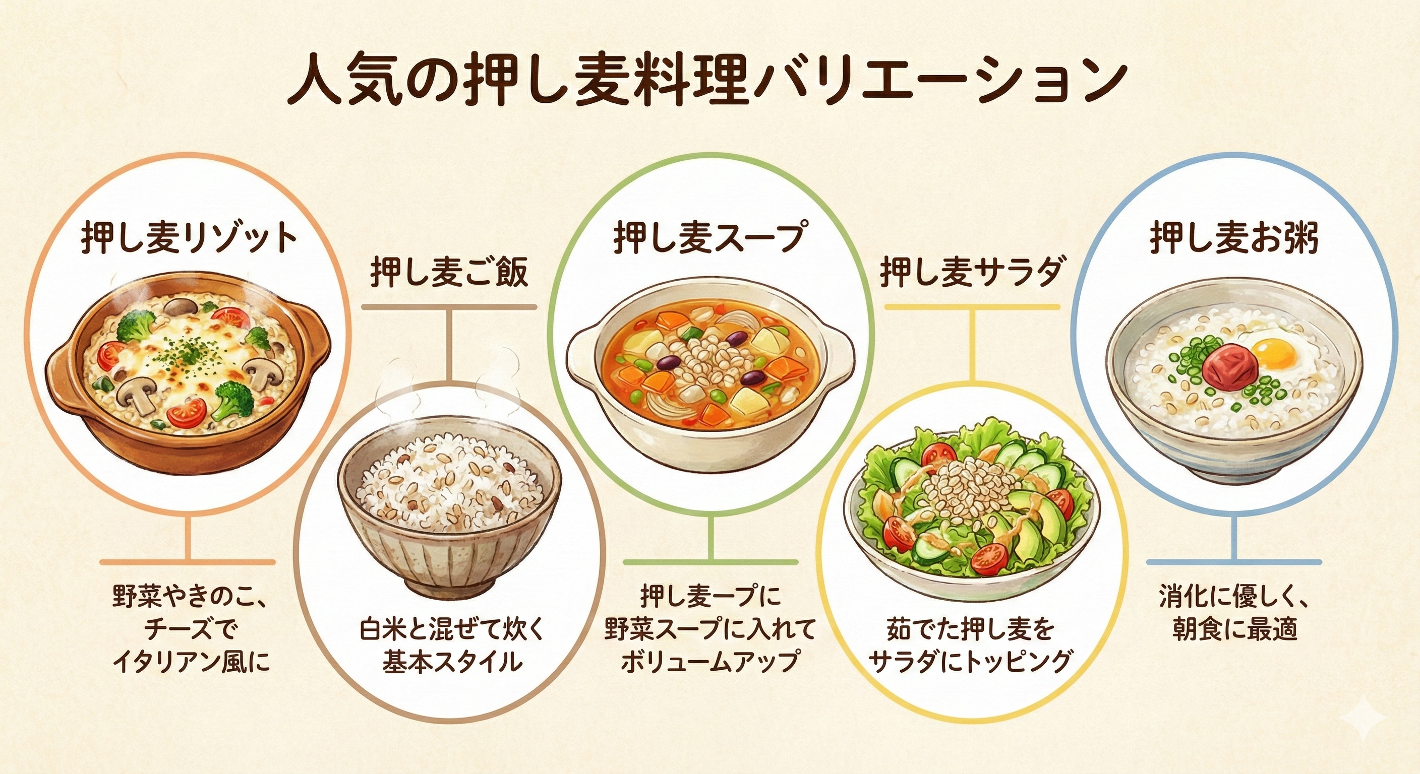 押し麦ダイエットアレンジメニュー図解