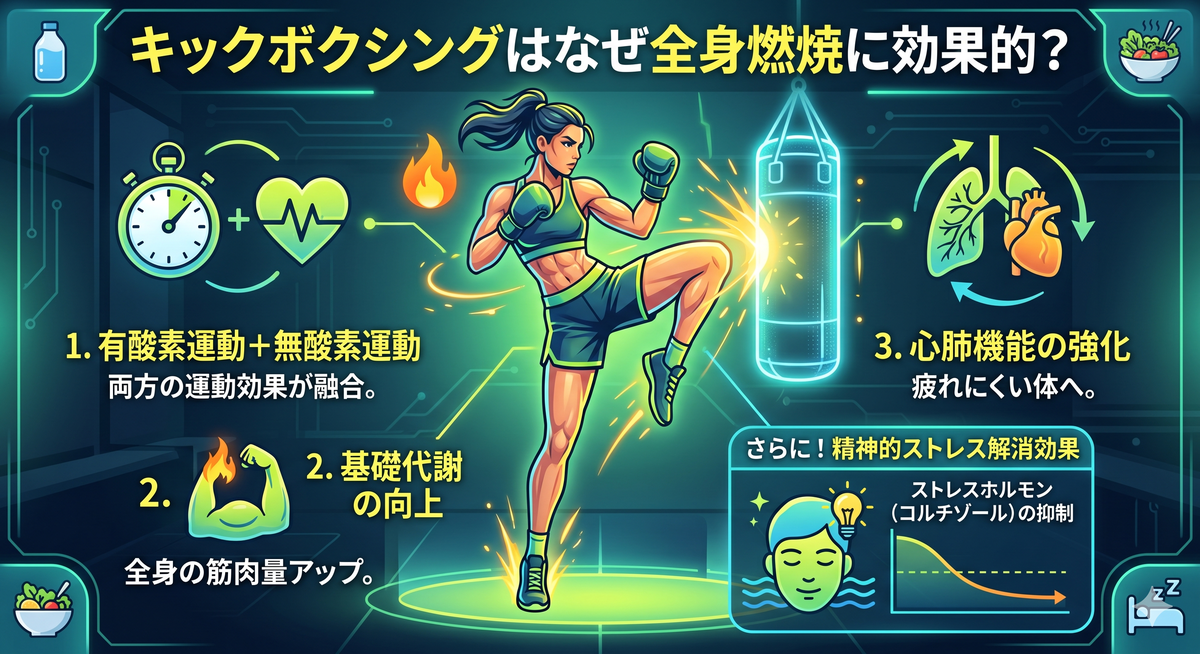 鏡の前でシャドーキックボクシングの基本フォームを確認する女性