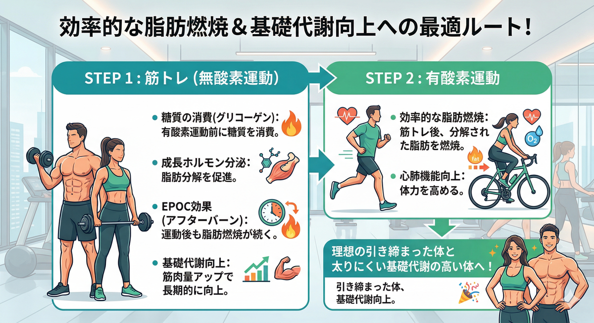 運動中の体のエネルギー消費の仕組みをイメージした図