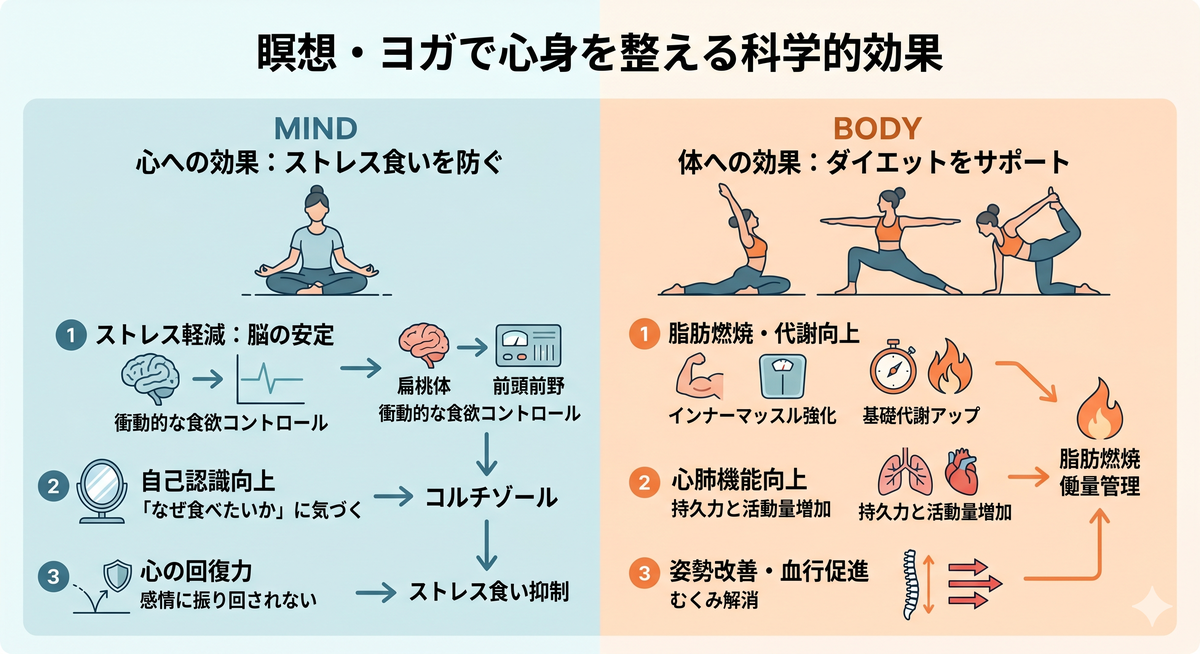 瞑想する女性とリラックスした様子
