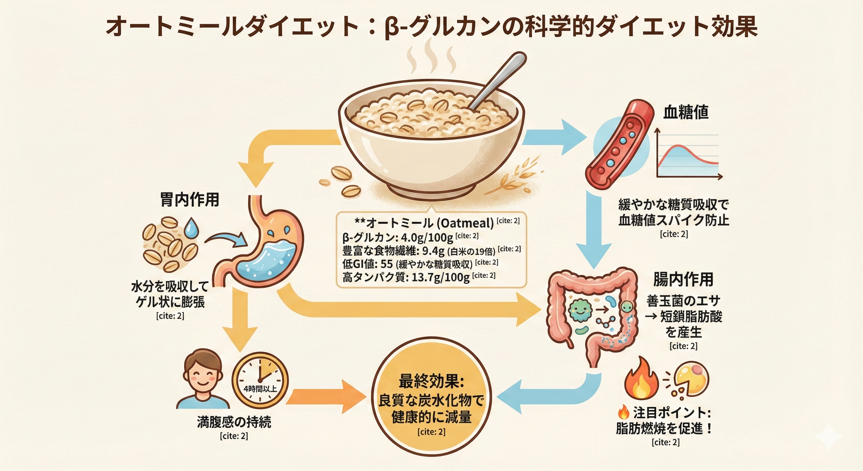オートミールダイエットの仕組み図解