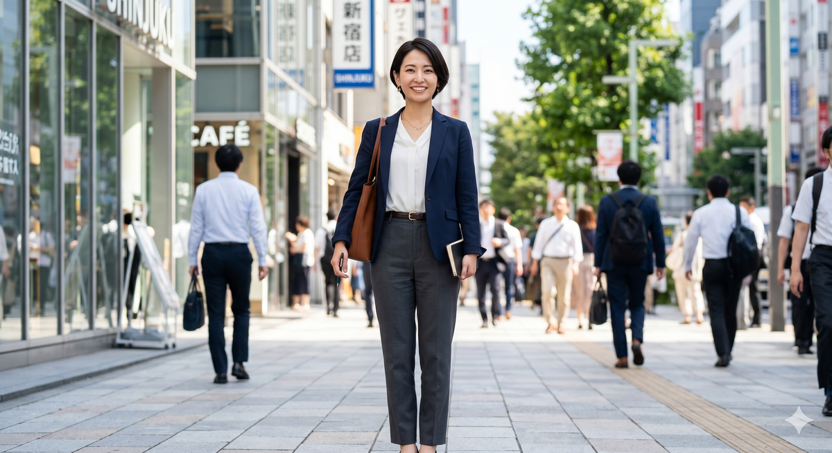 正しい姿勢で自信に満ちた女性