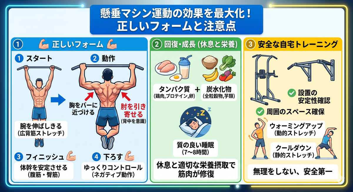 正しいフォームで懸垂する様子