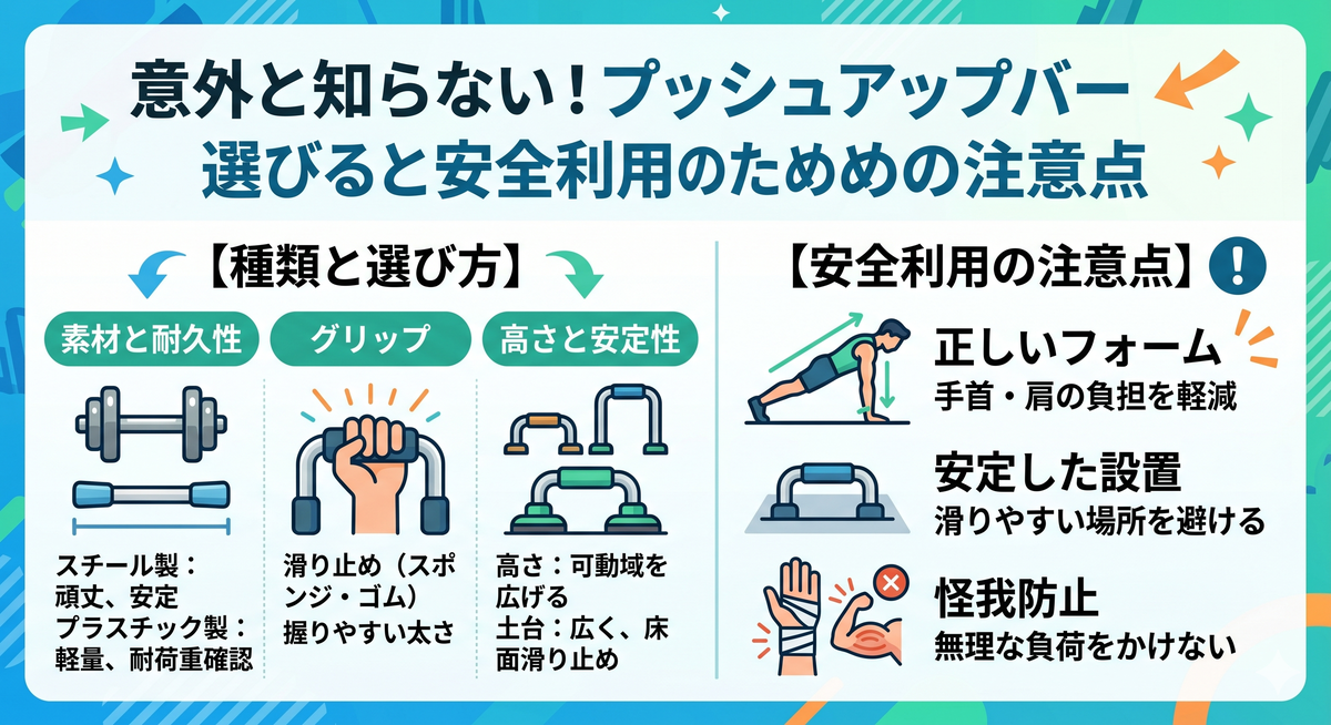 プッシュアップバーの種類と選び方