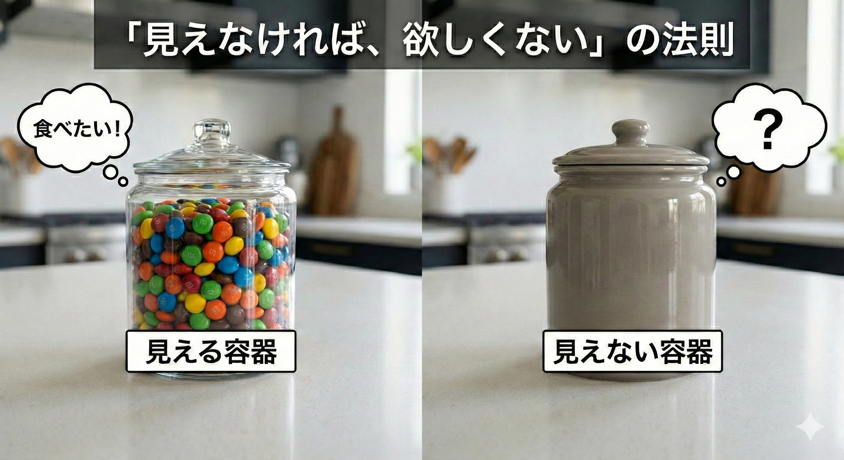 透明容器と不透明容器の比較図