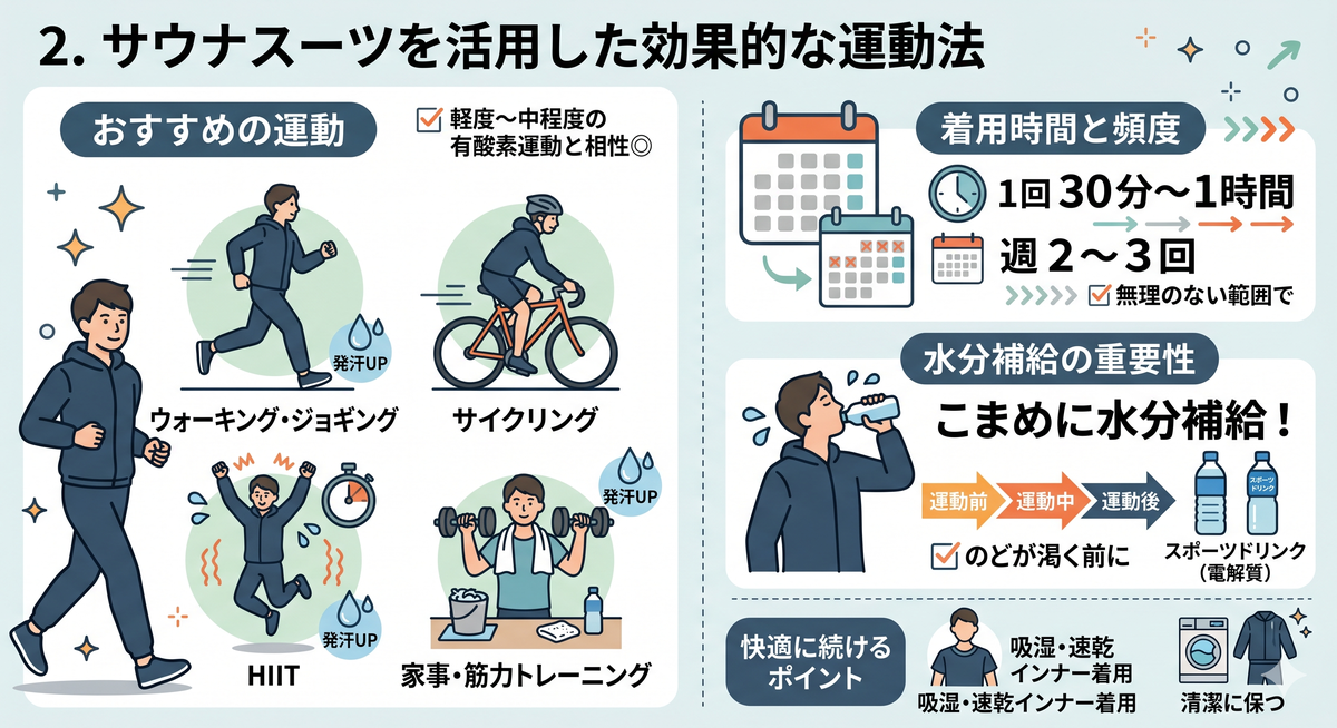 サウナスーツを着てウォーキングする人