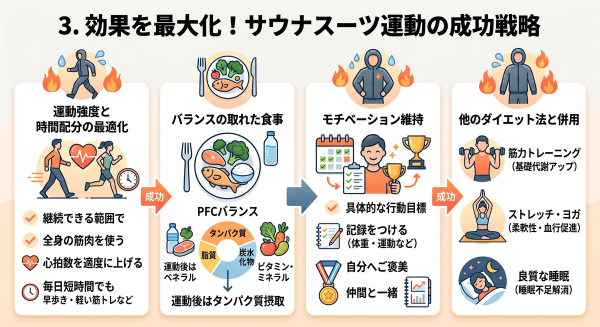 サウナスーツを着てストレッチする人