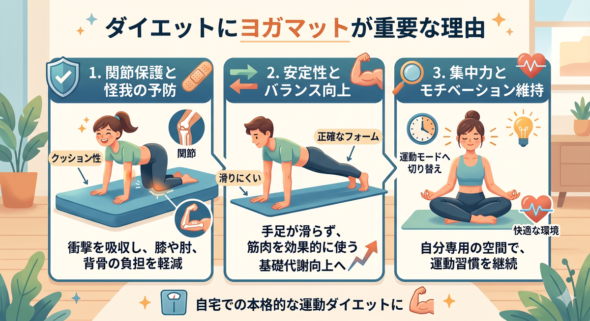 ヨガマットの上でストレッチする人