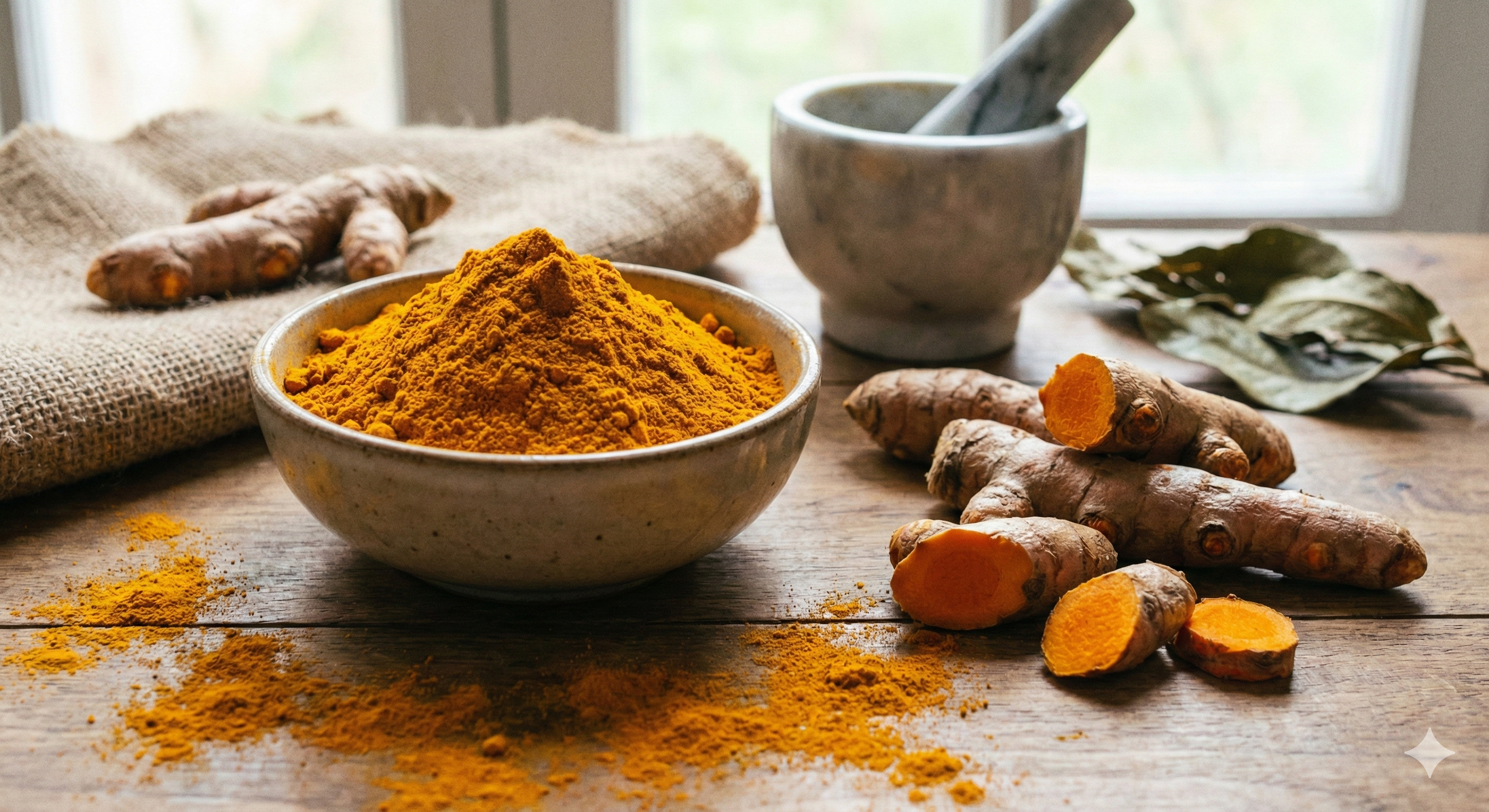 ターメリックパウダーとウコンの根