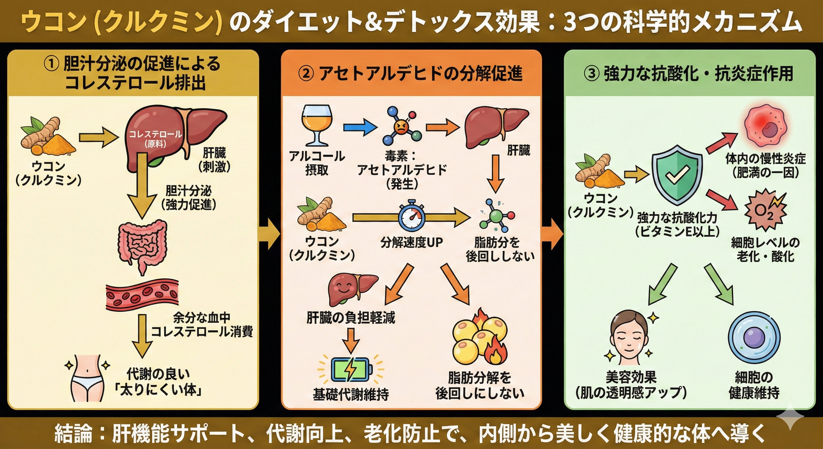 肝臓のデトックスメカニズム図解