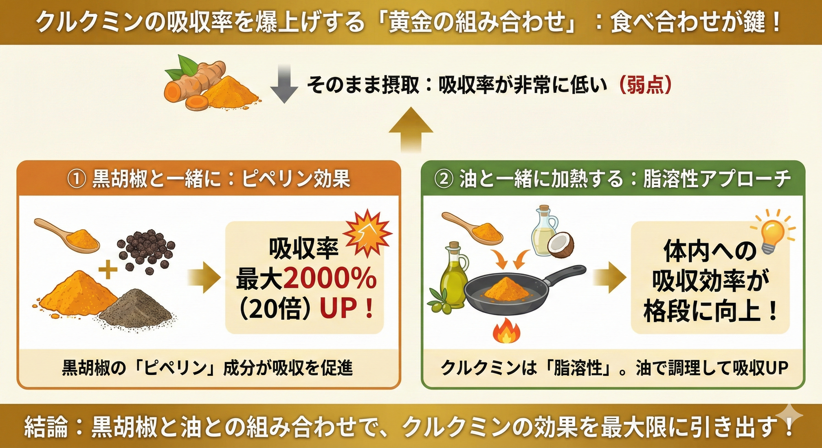 黒胡椒とオイルとの組み合わせ