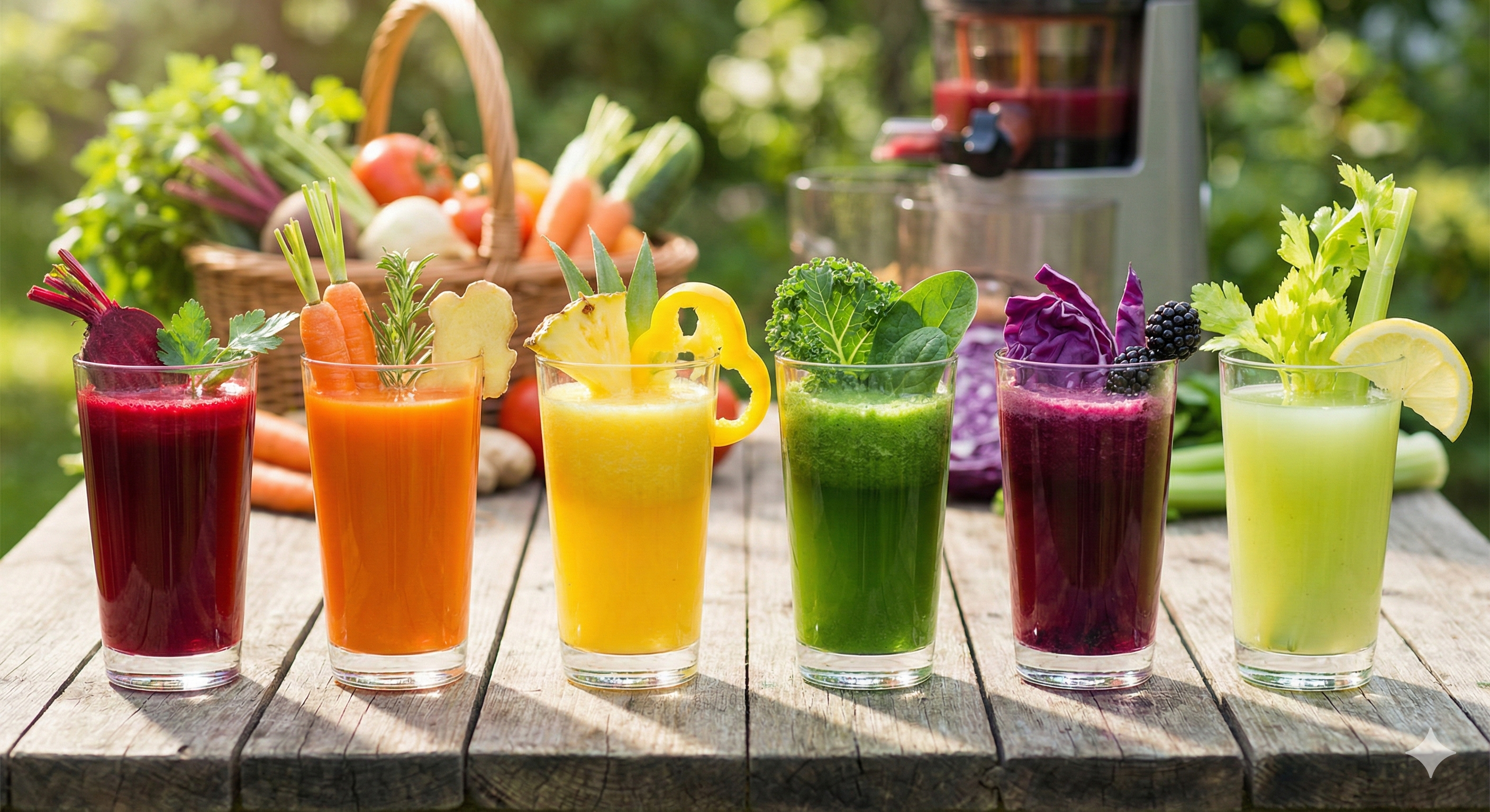 色とりどりの野菜ジュースのイメージ