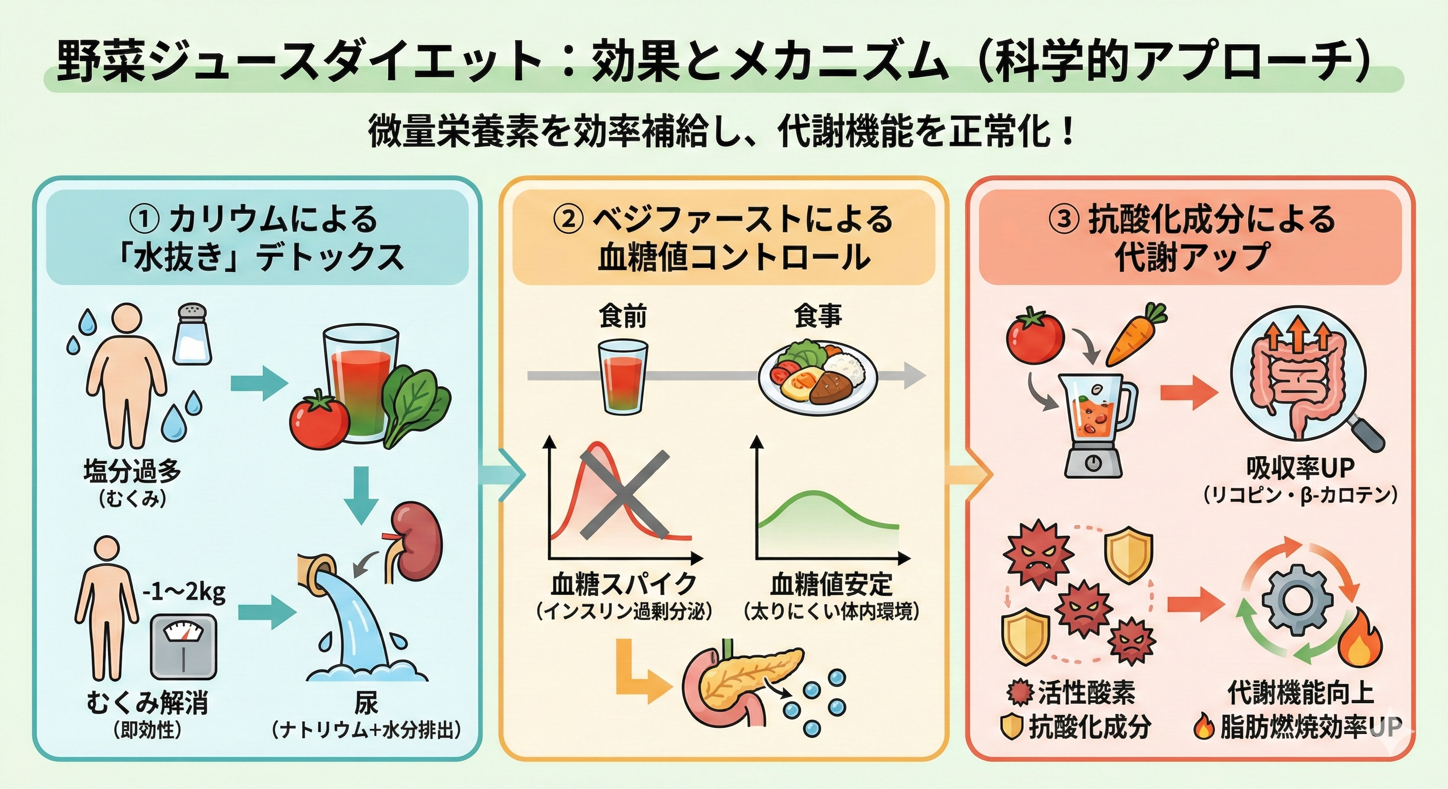 野菜ジュースの栄養素と体への作用