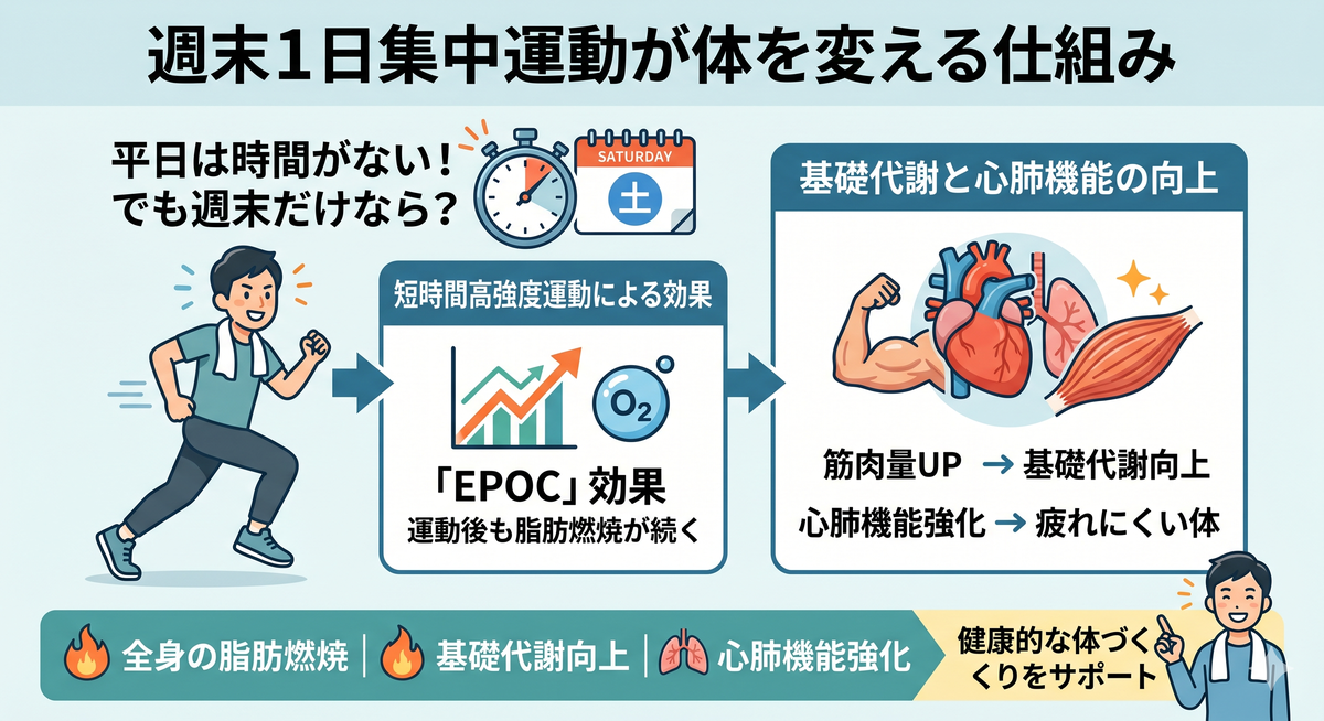 週末に運動するビジネスパーソンのイラスト